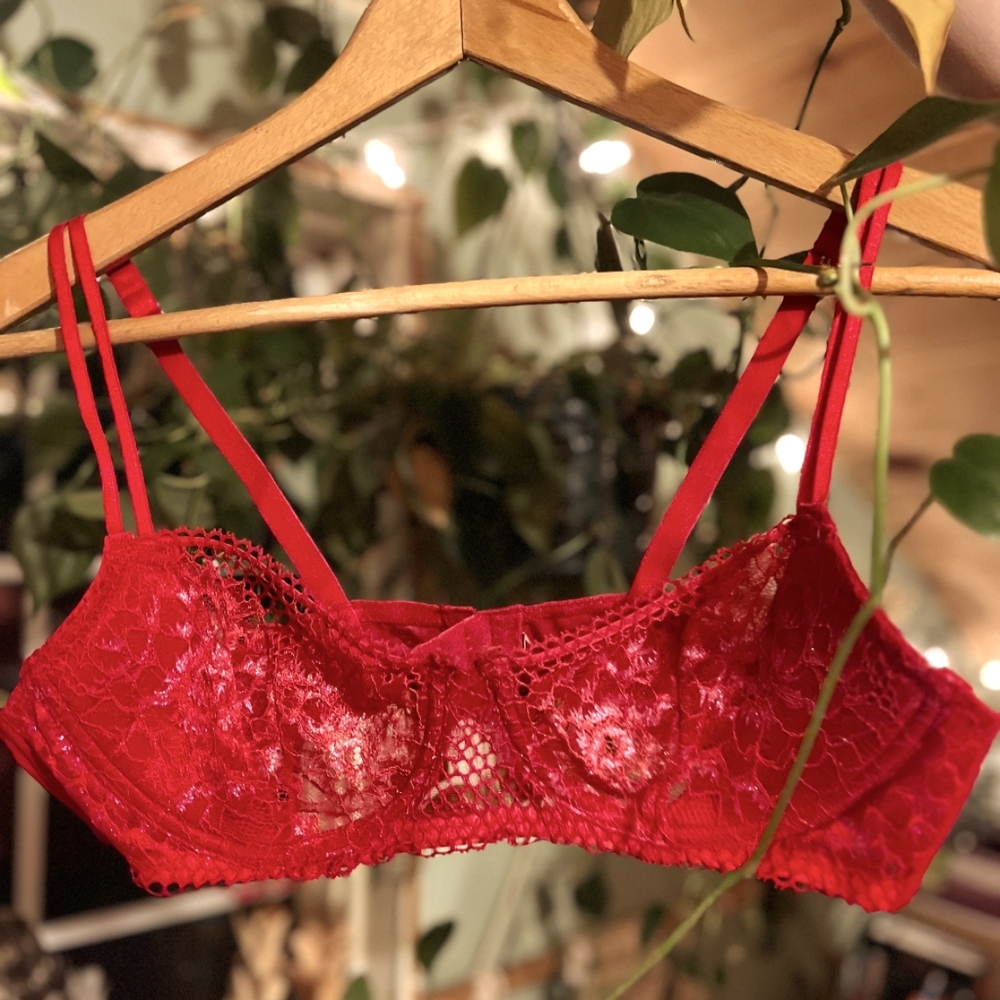 Sexy Red Lace Iridescent Lingerie Bra